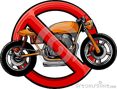 vector illustration of Motorcycle prohibition sign design Vector Illustration