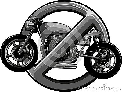 monochromatic illustration of Motorcycle prohibition sign design Vector Illustration