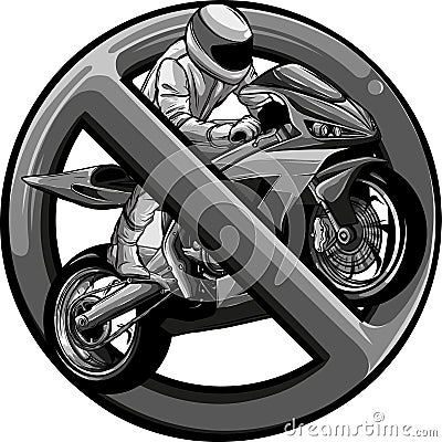 monochromatic illustration of Motorcycle prohibition sign design Vector Illustration