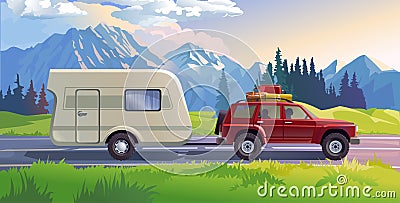 Vector illustration of a mountain landscape Vector Illustration