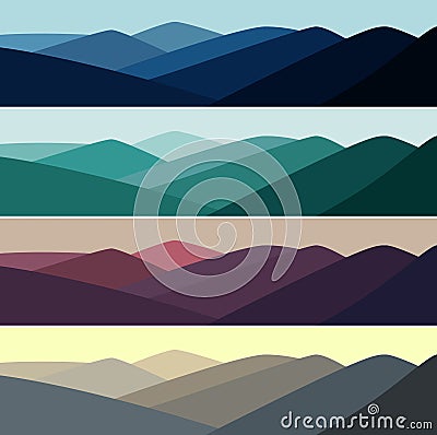 Vector illustration of mountain landscape in time of day Vector Illustration