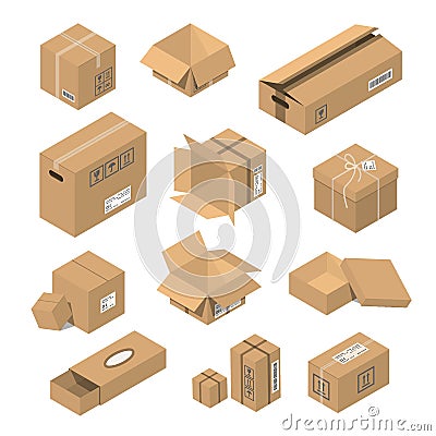 Vector illustration moving box isometric isolated. Vector Illustration