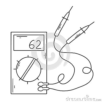 Vector illustration of a multimeter in doodle style. Linear measuring device. metrological instrument. Vector Illustration