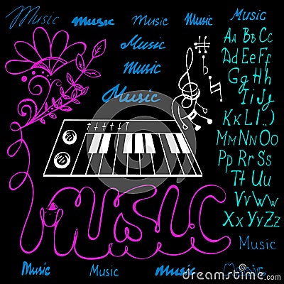 Vector illustration of music symbols alphabet Vector Illustration