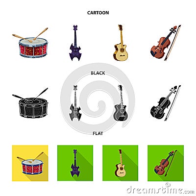 Vector illustration of music and tune icon. Collection of music and tool vector icon for stock. Vector Illustration