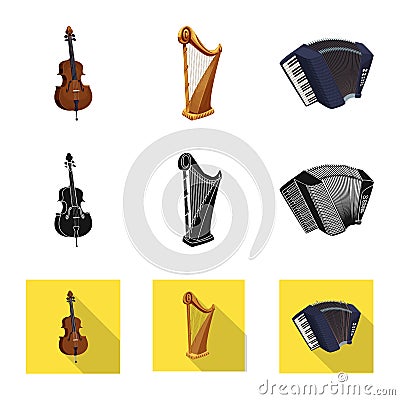 Vector illustration of music and tune logo. Collection of music and tool vector icon for stock. Vector Illustration