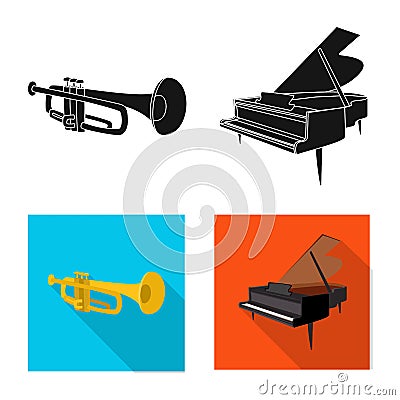 Vector design of music and tune symbol. Set of music and tool vector icon for stock. Vector Illustration