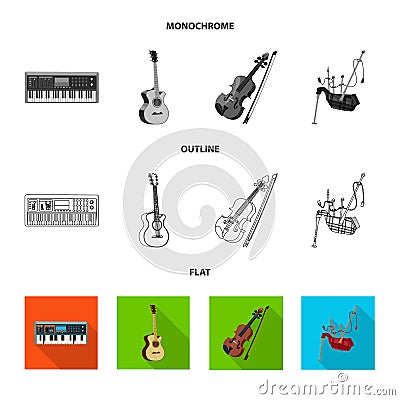 Vector design of music and tune symbol. Collection of music and tool stock symbol for web. Vector Illustration
