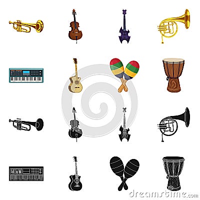 Vector design of music and tune icon. Set of music and tool stock vector illustration. Vector Illustration