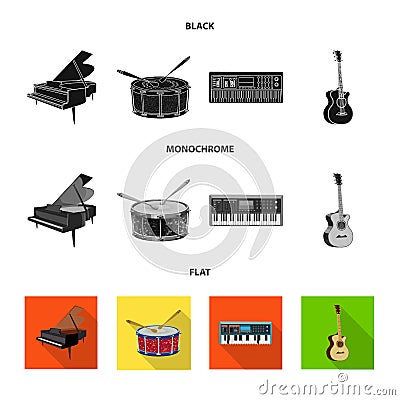 Vector illustration of music and tune symbol. Set of music and tool stock symbol for web. Vector Illustration