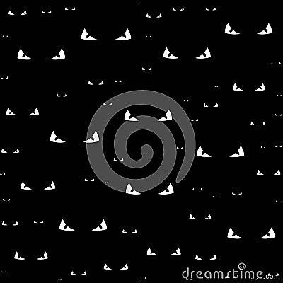 Vector illustration of mysterious domestic eyes in the dark. Halloween background. Angry things. Vector Illustration
