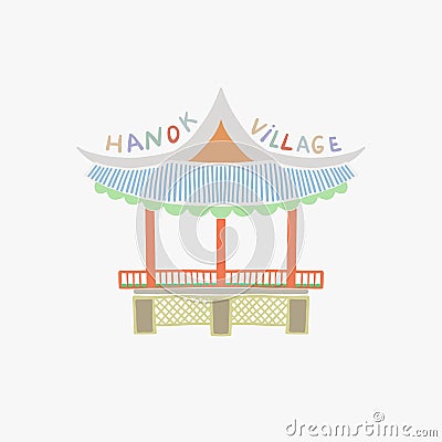 Vector illustration of Namsangol Hanok Village in Seoul Korea Vector Illustration