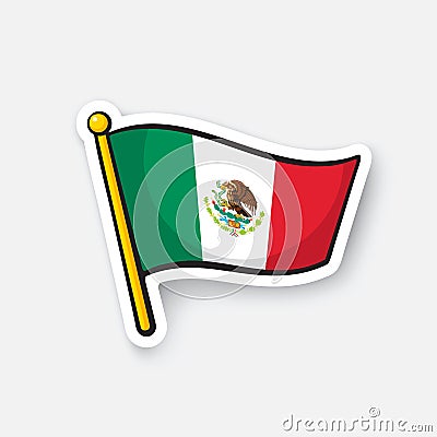 Sticker national flag of Mexico Vector Illustration