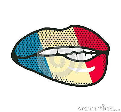 Lips france flag Vector Illustration