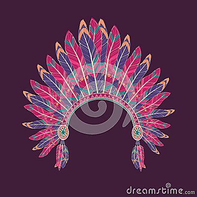 Vector illustration of native american indian chief headdress Vector Illustration