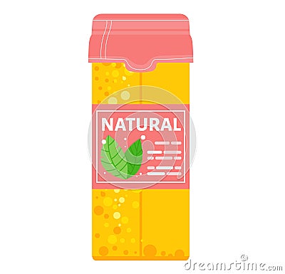Vector illustration of a natural honey jar with label and leaf design. Flat design organic honey packaging concept Vector Illustration
