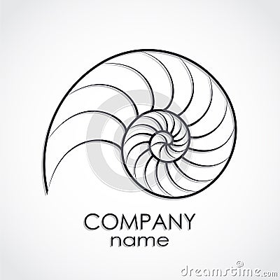 Nautilus shell spiral shape logo Vector Illustration