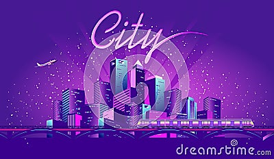 Neon metropolis vector Vector Illustration