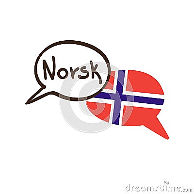 Vector illustration with Norwegian language and national flag of Norway Vector Illustration