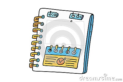 Vector illustration of a notebook containing AI and machine learning concepts with diagrams and notes, perfect for learning and Vector Illustration