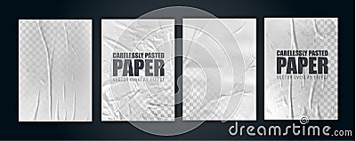 Vector illustration object. badly glued white paper. crumpled poster Vector Illustration