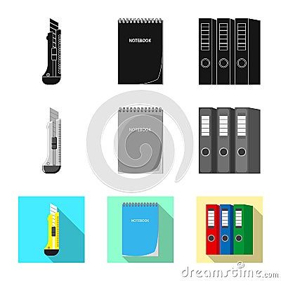 Vector illustration of office and supply icon. Set of office and school stock vector illustration. Vector Illustration