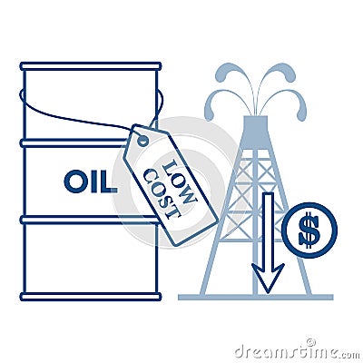 Oil Economic Crisis Drop prices falls down WTI Vector Illustration