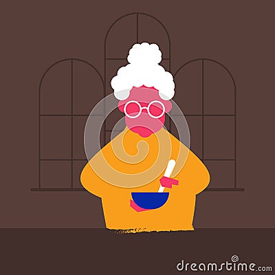 Vector illustration of an old woman. Grandmother Cartoon Illustration
