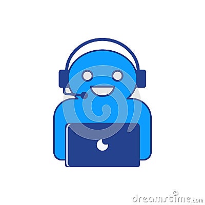 The vector illustration of online chatbot character. Vector Illustration
