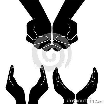 Open hands silhouette on white Vector Illustration