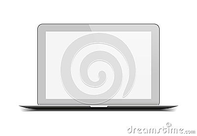 Vector illustration of open light grey laptop with blank monitor isolated on white background Vector Illustration