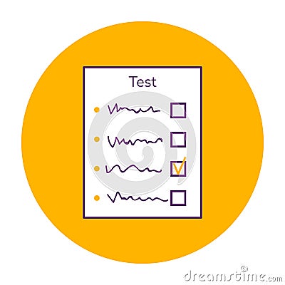 Vector illustration orange round icon, test Vector Illustration