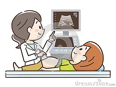 Illustration of a pregnant woman undergoing ultrasound Vector Illustration