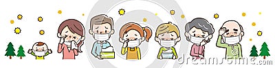 People suffering from hay fever Vector Illustration