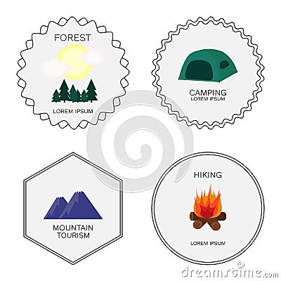 Vector illustration of outdoor activity symbol for campers, hiking in cartoon style. Vector Illustration