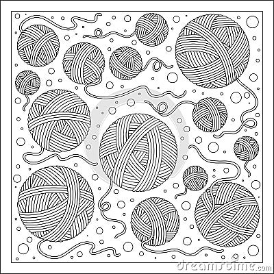 Vector illustration outline drawing yarn balls Vector Illustration