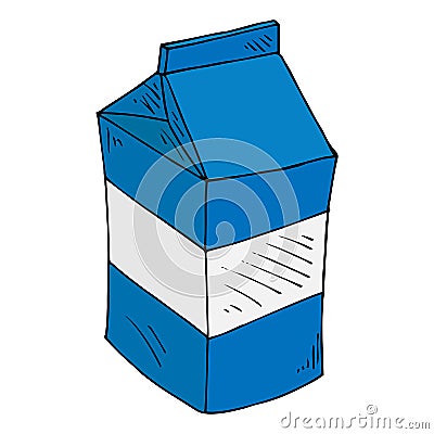 Vector illustration of a package of juice or milk. Packing for liquid products. Hand drawn Vector Illustration