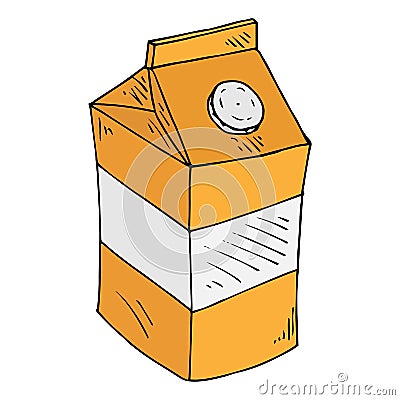 Vector illustration of a package of juice or milk. Packing for liquid products. Hand drawn Vector Illustration