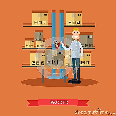 Vector illustration of packer in flat style Vector Illustration