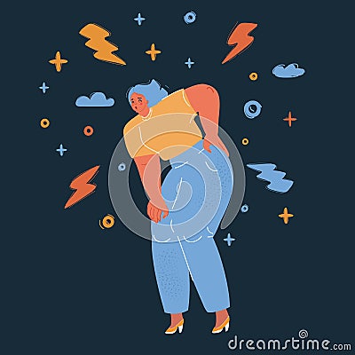 Vector illustration of painful back hurting a lot Vector Illustration