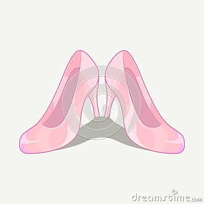 Vector illustration a pair of glass shoes, heels. Isolated on a white background Cartoon Illustration
