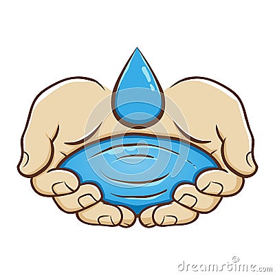 Pair of Hand Holding Water Vector Illustration