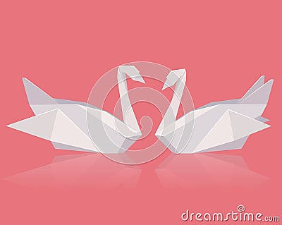 Vector illustration of a pair of paper origami swans Vector Illustration