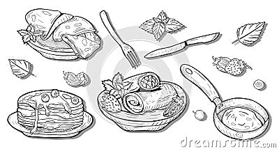 Pancakes with fillings Vector Illustration