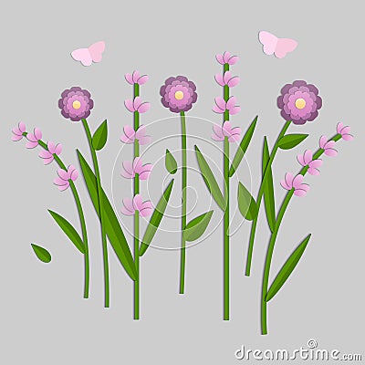 Vector illustration of paper cut out flowers Vector Illustration