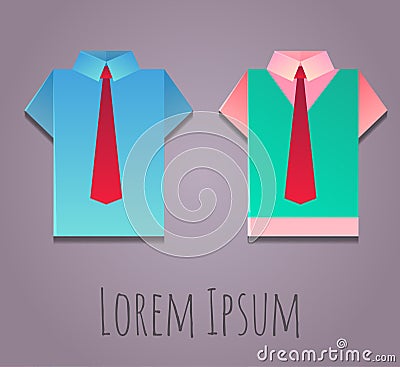 Vector illustration of paper origami office shirt. Vector Illustration