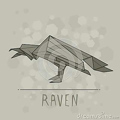 Vector illustration paper origami of raven. Vector Illustration
