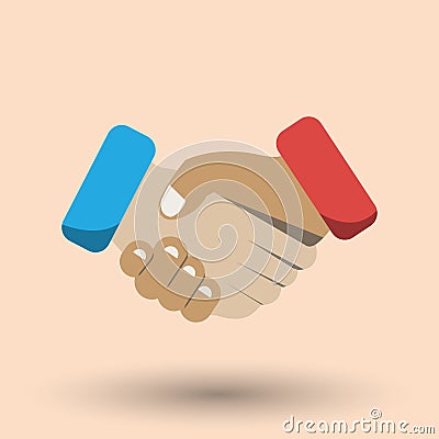 Vector illustration of partnership, handshake of two people in flat design Vector Illustration