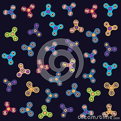 Vector illustration of pattern of different color fidget spinner Vector Illustration