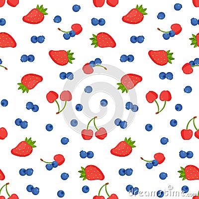 Vector illustration pattern of fresh berries from trees or bushes. Vector Illustration